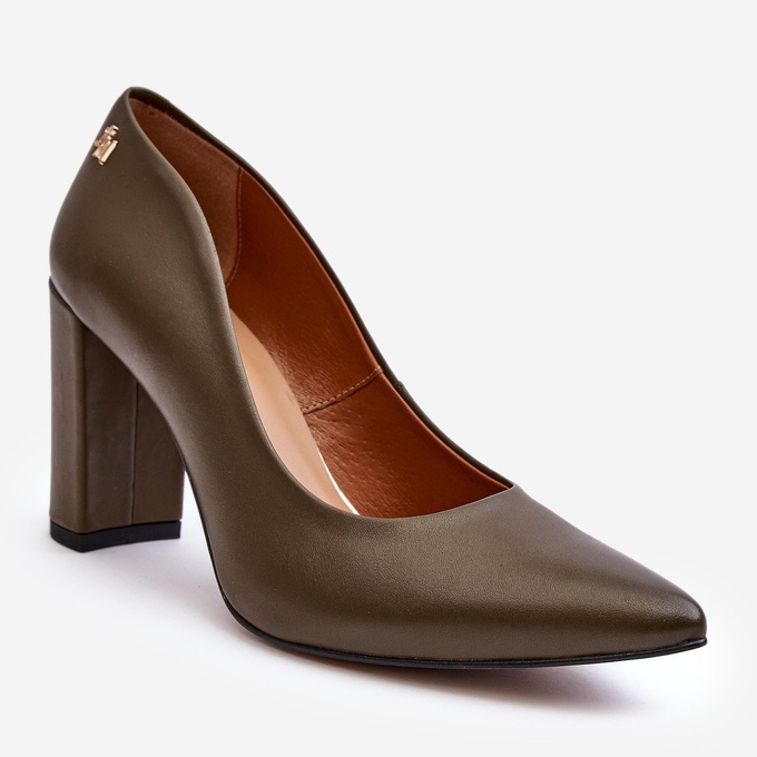 Bőr pumpák magassarkún Laura Messi 2624/227 Sötétzöld 1