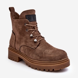 Sergio Leone Női alacsony meleg csizma cipzárral, sötétbézs Cameronia 1