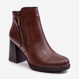 Sergio Leone Női magassarkú bokacsizma cipzárral, barna ryelle 1