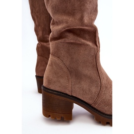 WS1 Női térd feletti alacsony sarkú csizma, barna Beveta 2