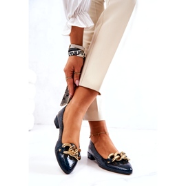 Alberto Violli Bőr lakk Kígyó balerina cipő lánccal, zöld 2