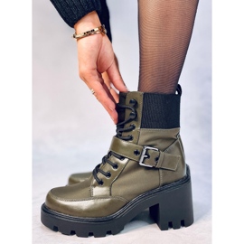 Fűzős magas sarkú csizma Brooks DK.GREEN zöld 2