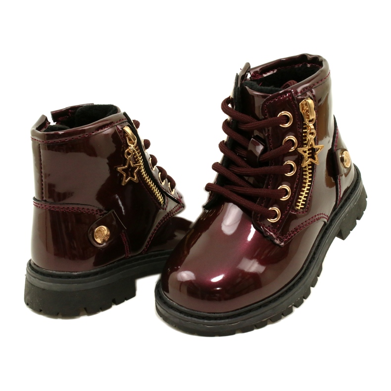 Miss Lánycsizma, lakkbőr, csillag 23DZ23-6593, bordó piros 4