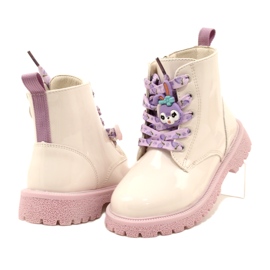 Lakkozott csizma dekoratív mandzsettagombokkal Miss 23DZ23-6582 bézs 3