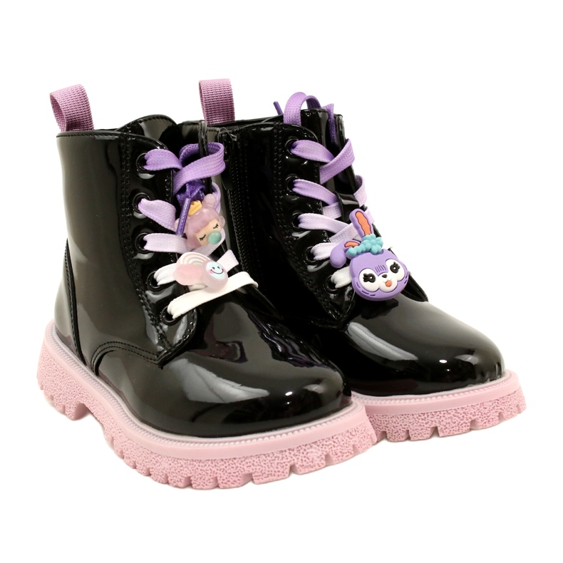 Lakkozott csizma dekoratív kapcsokkal Miss 23DZ23-6582 fekete 6