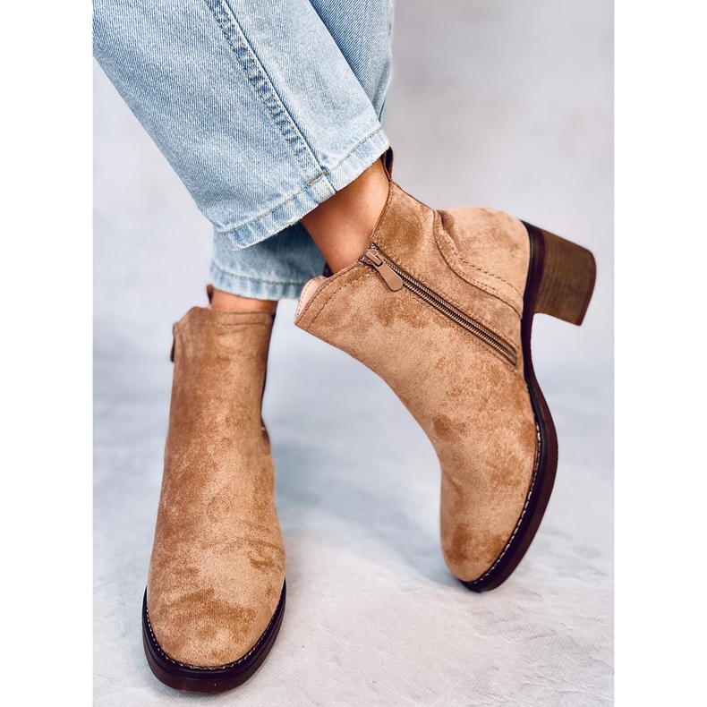 Széles sarkú csizma Fill Beige bézs 1