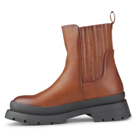 Barna, ekobőrből készült bokacsizma vastag talppal 2