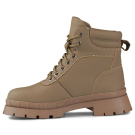 Barna színű női fűzős csizma bézs 2