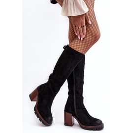 Vinceza Női fekete Alzeta hőszigetelt vaskos magassarkú csizma 2