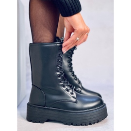 Fűzős csizma magas Rage Black talpon fekete 2