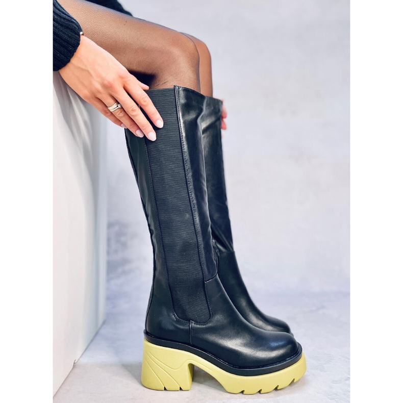 Woods BLACK/BLUE csizma színes talppal fekete 2