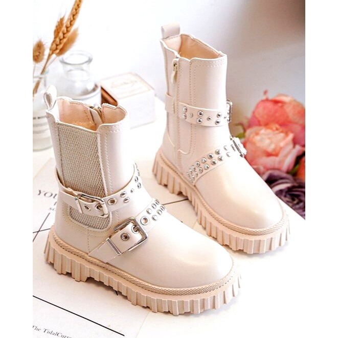 Adeneia lány bézs cipzáras bokacsizma 2