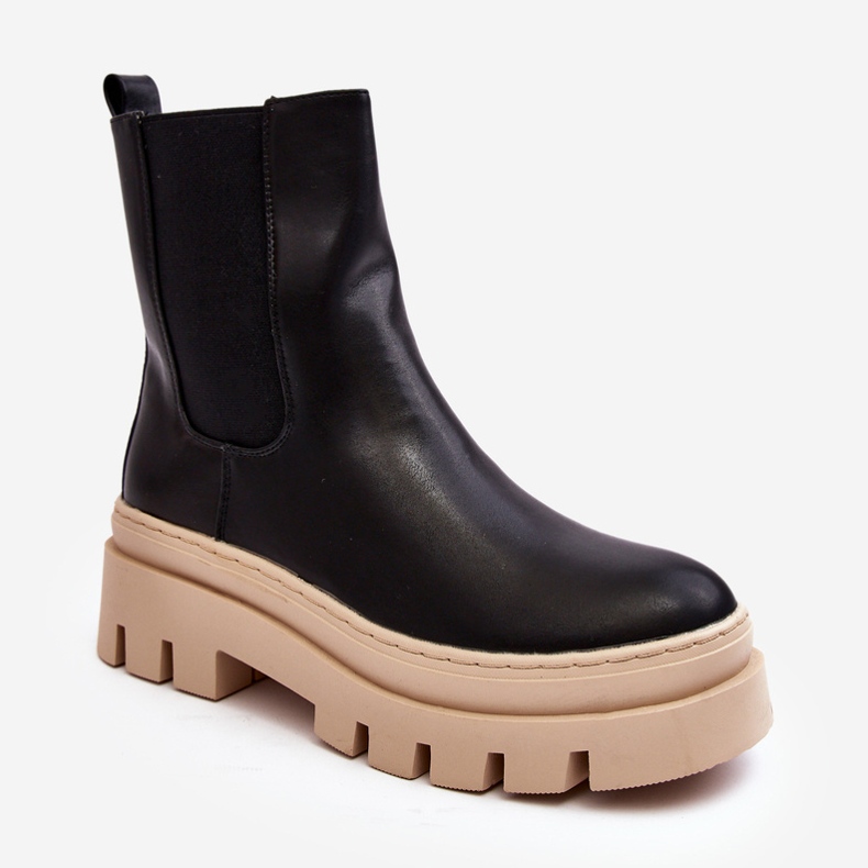 Vinceza Fekete és bézs színű női munkáscsizma Loretta 1