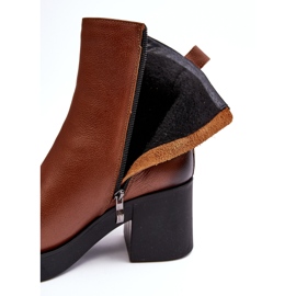 Lemar Littosa Lemar Littosa bőr bokacsizma masszív sarkon cipzárral barna 2