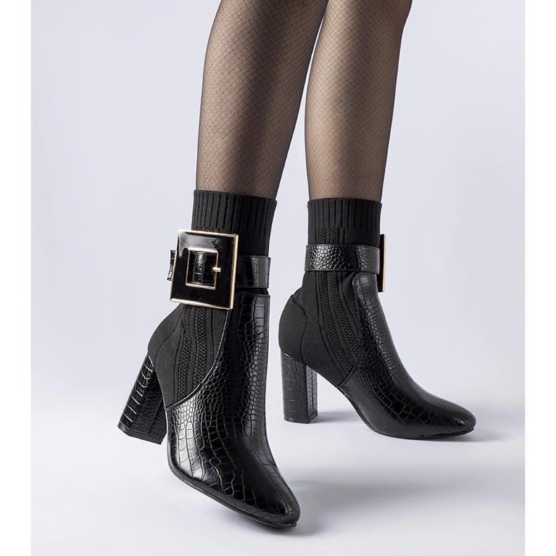 Enrice fekete állatmintás zoknicsizma 1