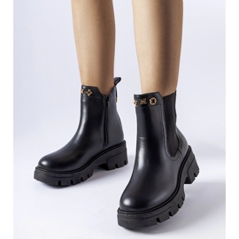 Fekete hőszigetelt dekoratív Federica bokacsizma 1