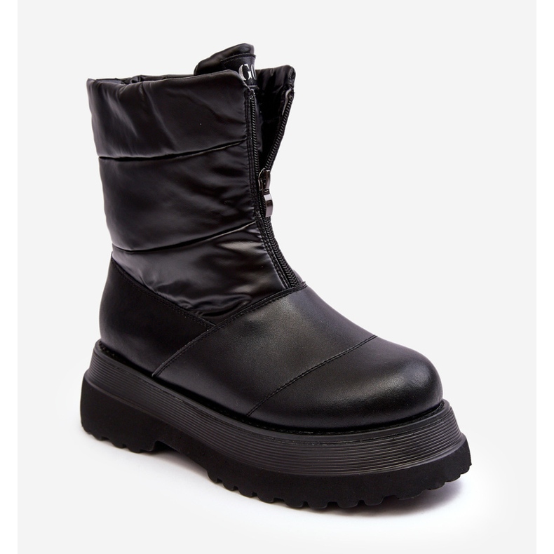 Női hócsizma vastag talpon, cipzárral GOE MM2N4078 fekete 1