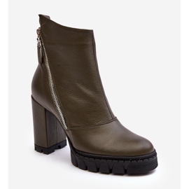 Divatos bőr magassarkú csizma Laura Messi 2509 Sötétzöld 1