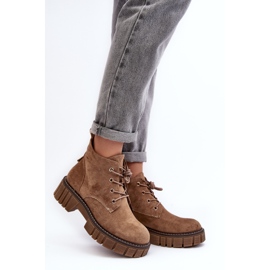 Sergio Leone Velúr hőszigetelt fűzős bokacsizma, sötét bézs, Bjorg 2