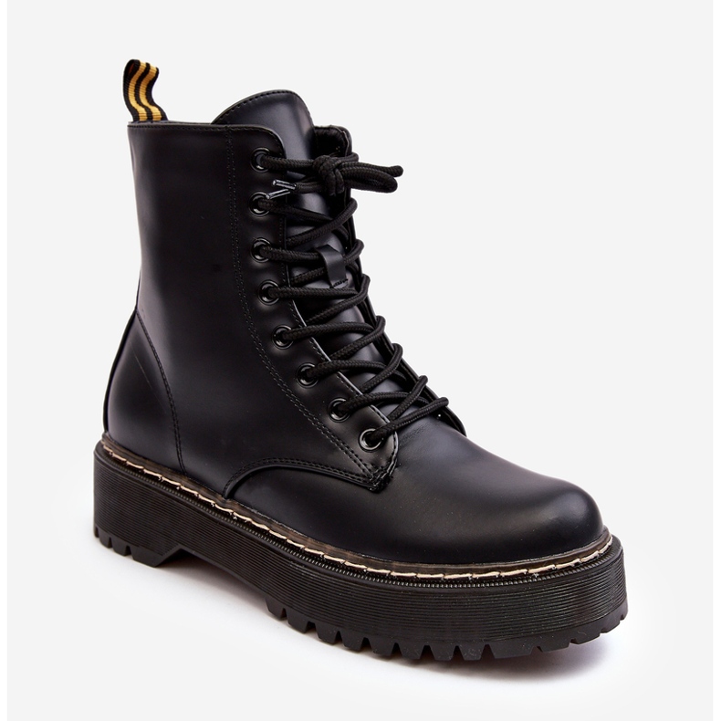 Női fűzős bokacsizma fekete Maddis 2