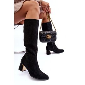 Seastar Térdig érő velúr csizma fekete magassarkúval 6