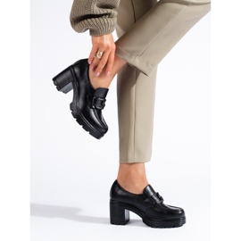 W. Potocki Potocki fekete női cipő széles sarokkal 1