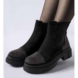 Fekete bokacsizma öko-velúr Grinzane cirkóniákkal 1