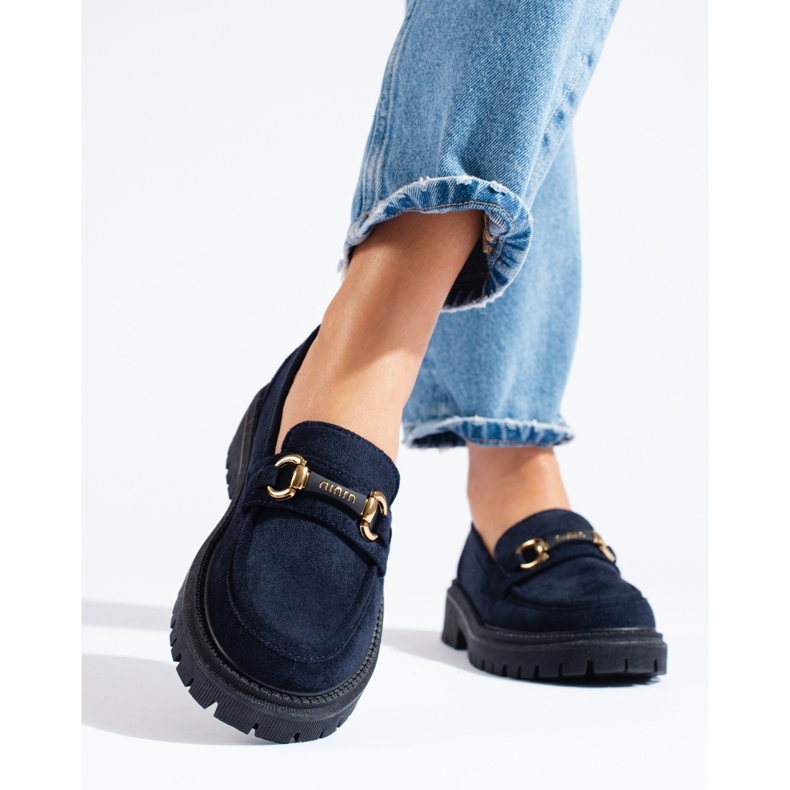 Shelovet női sötétkék velúr mokaszinok 1