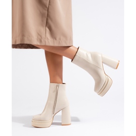 Shelovet krémszínű magas sarkú bokacsizma bézs 1
