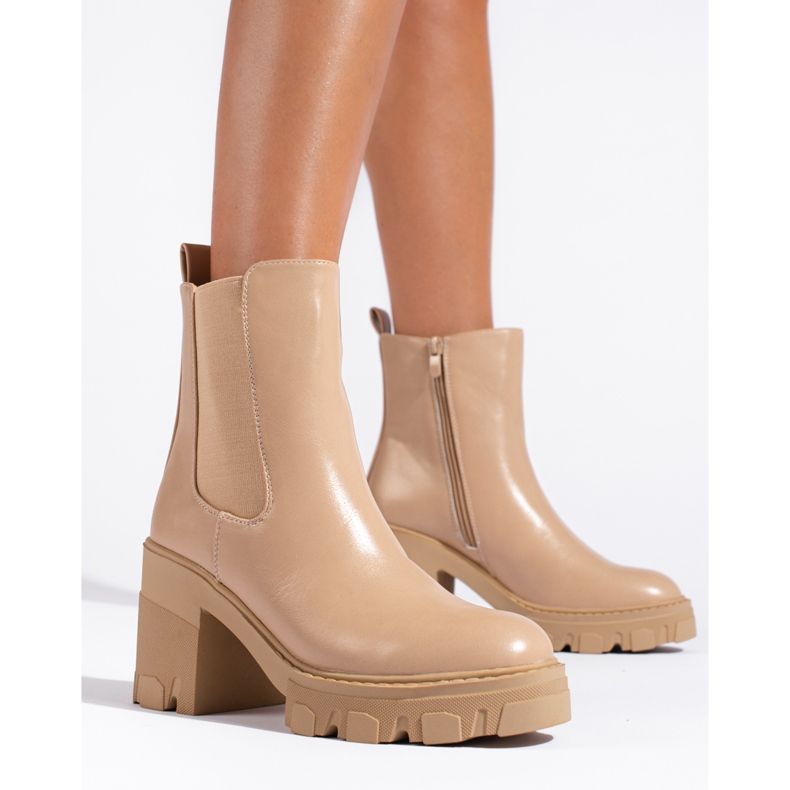 Shelovet női bokacsizma, bézs 1