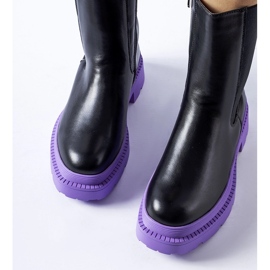 Fekete bokacsizma lila Garden talppal 1