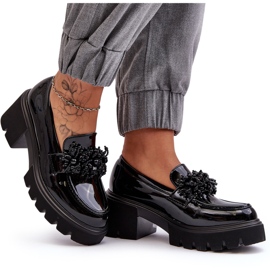 Sweet Shoes Női lakkbőr cipő fekete Renesma díszítéssel 4