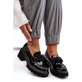 Sweet Shoes Női lakkbőr cipő fekete Renesma díszítéssel 3