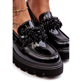 Sweet Shoes Női lakkbőr cipő fekete Renesma díszítéssel 1