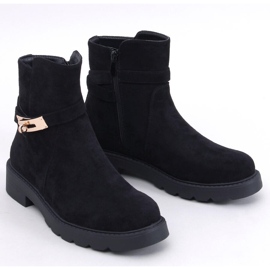 Drapers Fekete velúr lapos bokacsizma 1