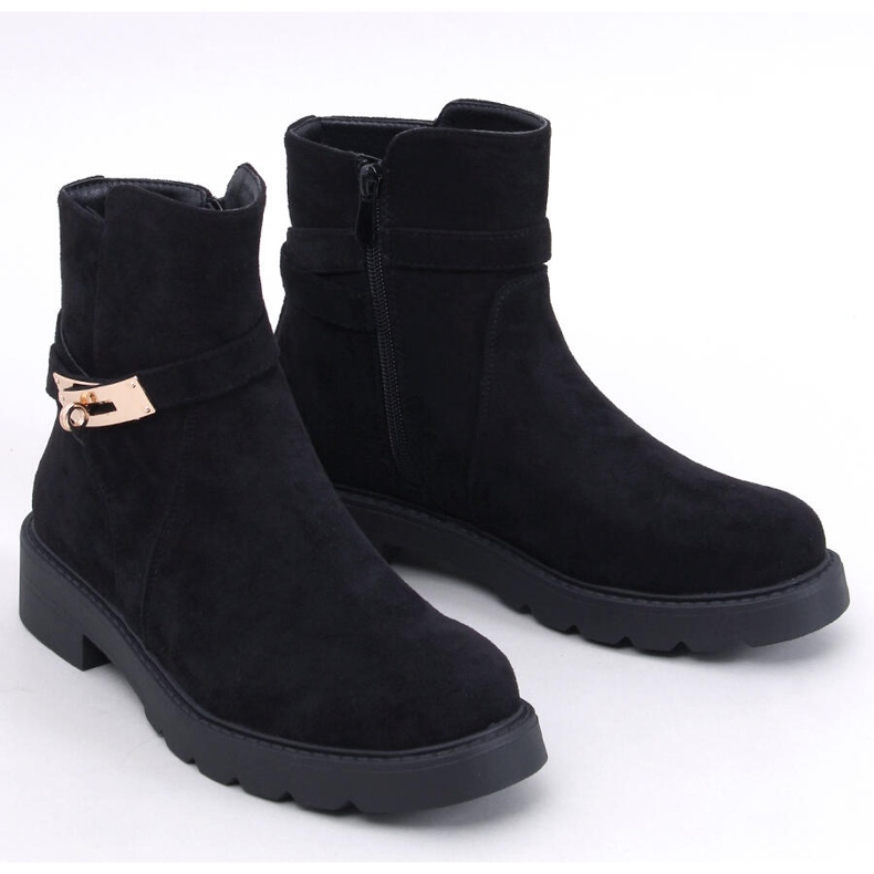 Drapers Fekete velúr lapos bokacsizma 1