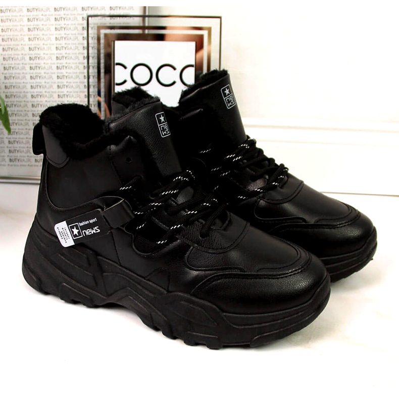 News Női hőszigetelt tornacipő Hócsizma Fekete 3