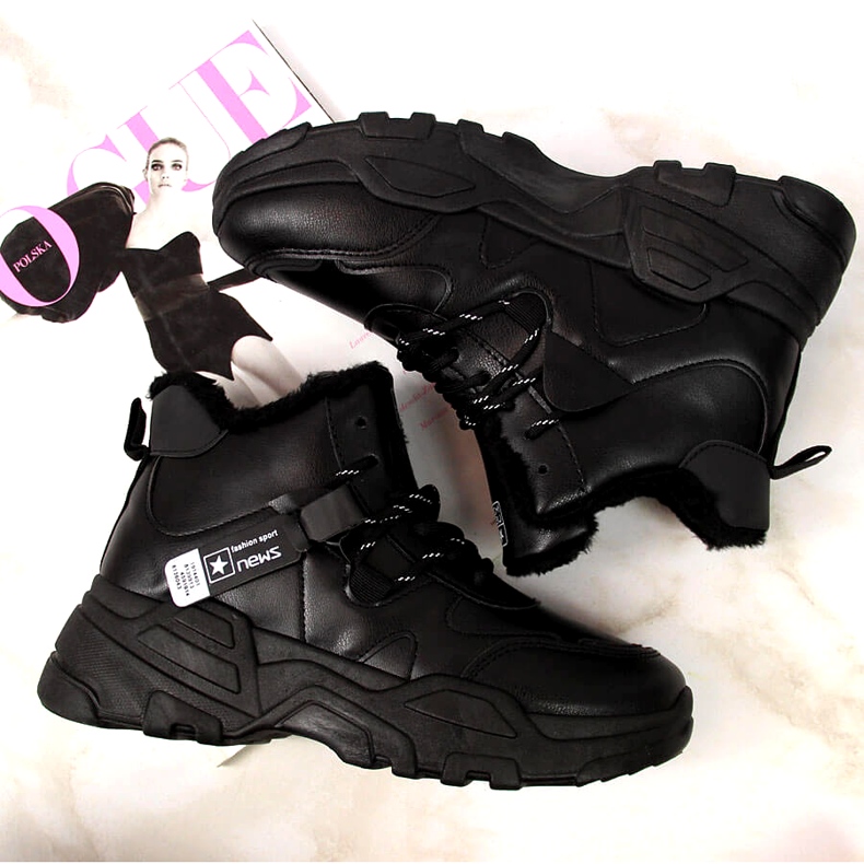 News Női hőszigetelt tornacipő Hócsizma Fekete 2