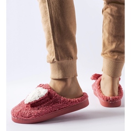 Sötét rózsaszín meleg papucs Delfio masnival 1