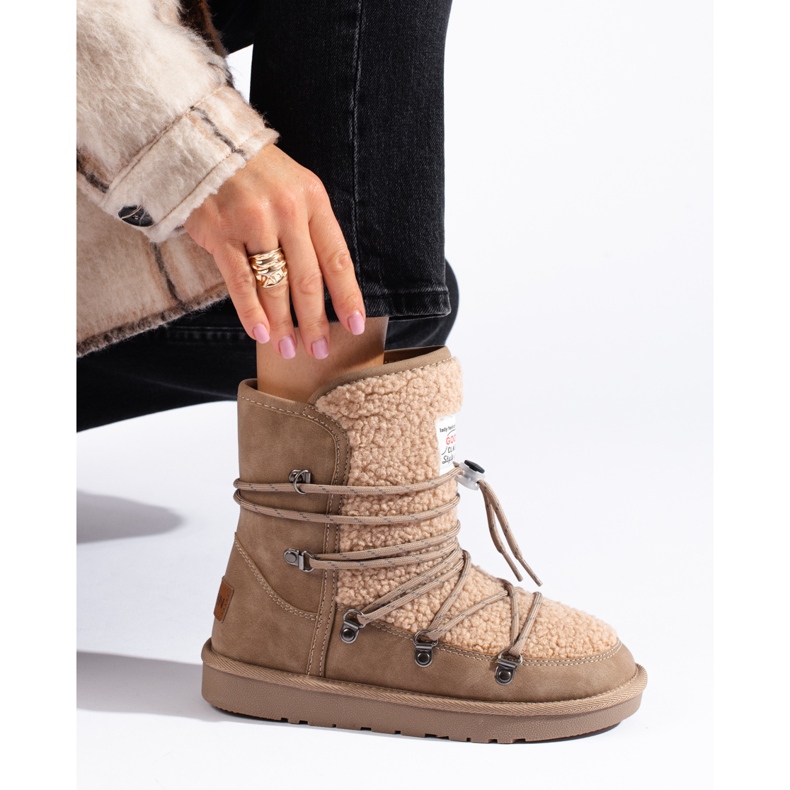 Meleg bézs shelovet női hócsizma 1