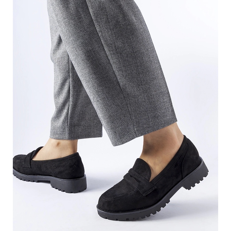 Fekete klasszikus mokaszinok öko-velúrból 1