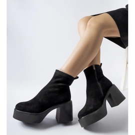 Fekete masszív, öko-velúr bokacsizma 1