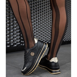 Fekete bőrcipő strasszokkal 1