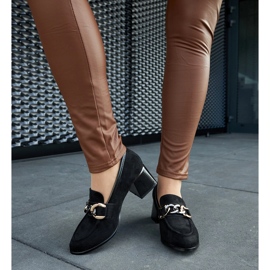 Fekete pumpák öko-velúr tömbbel 1