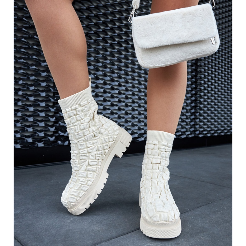 Arlington bézs bokacsizma zoknis felsőrésszel 1