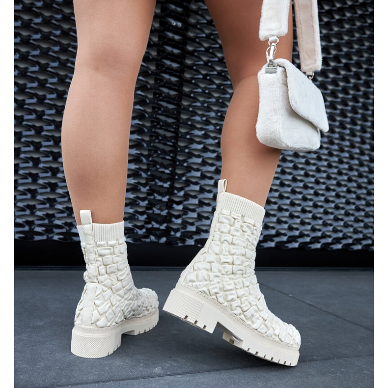 Arlington bézs bokacsizma zoknis felsőrésszel 2