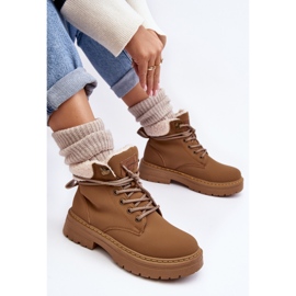 Női bőrcsizma báránybőr barna Lynnvia-val 2