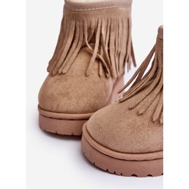 Szigetelt gyerek hócsizma dekoratív rojtokkal bézs Nimia 1