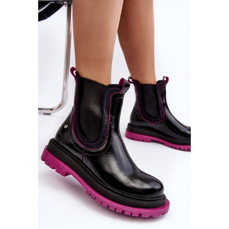 Női bőr Chelsea csizma Maciejka 06199 fekete 2