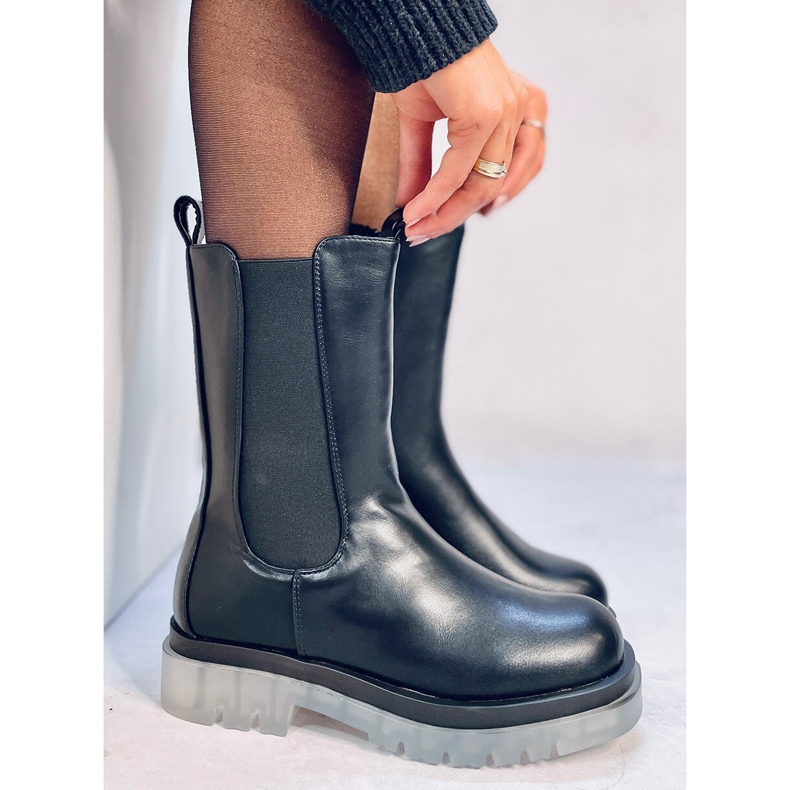 Troy Black magas szabású Chelsea csizma fekete 1